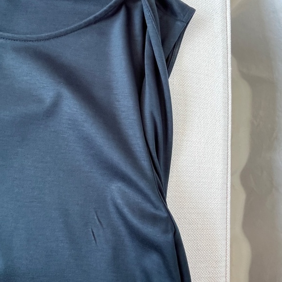 COS (S) draped, asymmetrical, body-con, cotton-blend dress, EUC, marine blue. - Picture 3 of 15